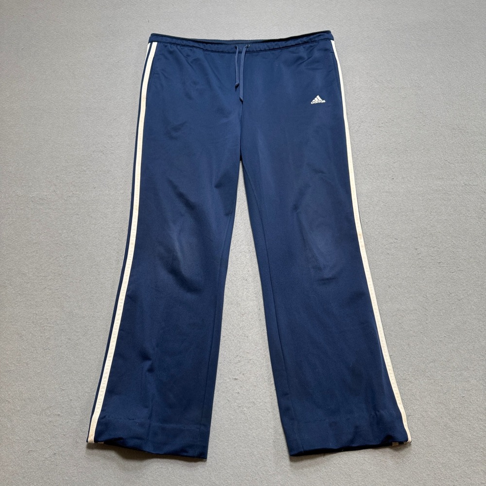Y2K Adidas Track Pants Womens Large Blue Trefoil Loose Fit Gym Training Athletic